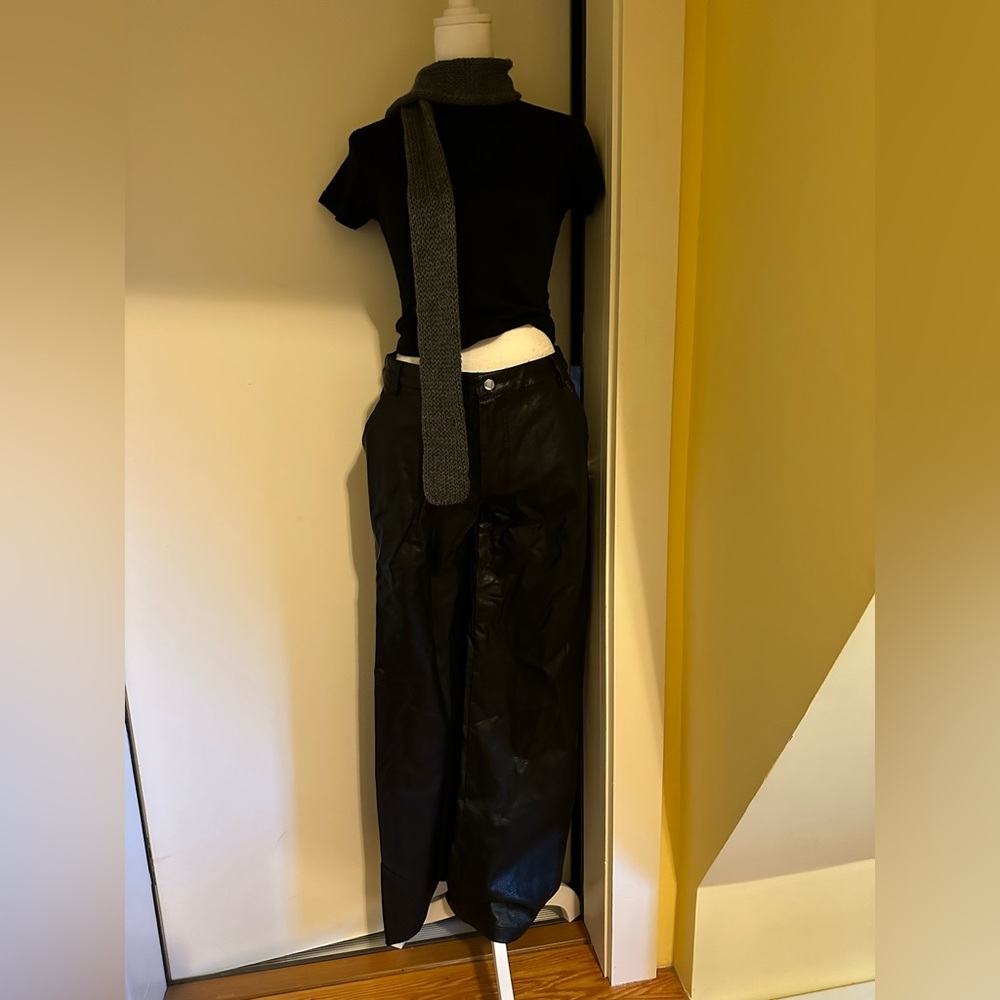 Princess Polly Ashlea PU Pants Black